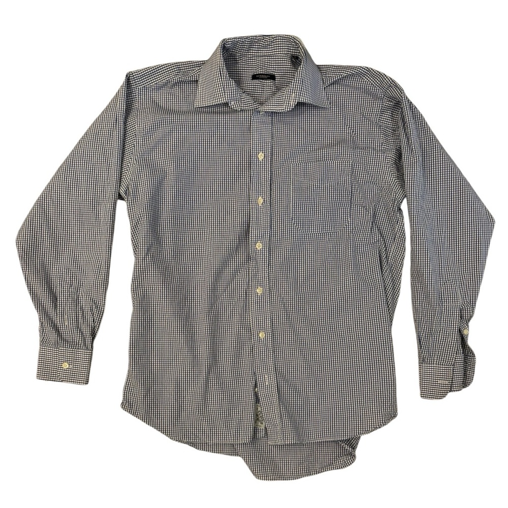 Burberry London Shirt Mens 16/34 Blue Check Long Sleeve Button Up
